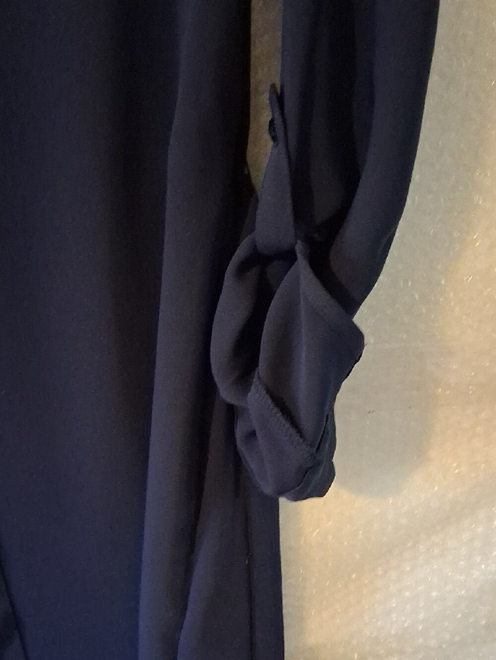 Adrienne Vittadini Navy Blue Long-Sleeve Tunic Shirt Dress with Chest Pockets - Picture 11 of 12